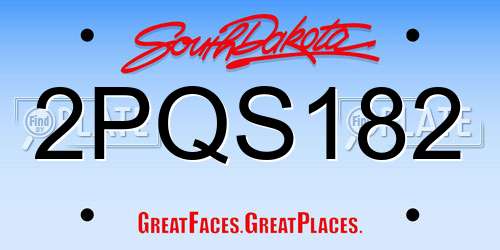 2PQS182 South Dakota License Plate