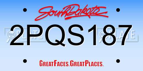 2PQS187 South Dakota License Plate