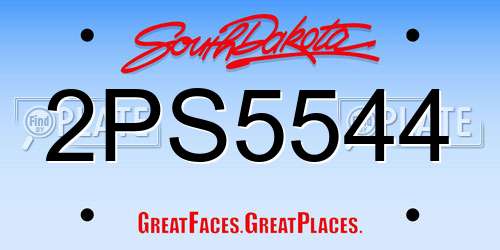 2PS5544 South Dakota License Plate