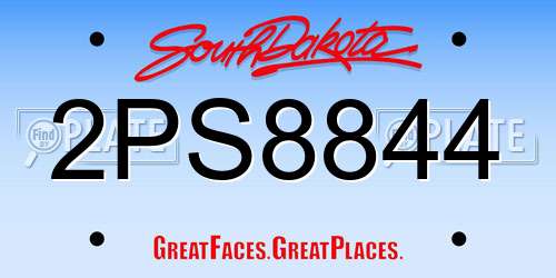 2PS8844 South Dakota License Plate
