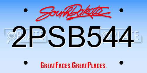 2PSB544 South Dakota License Plate