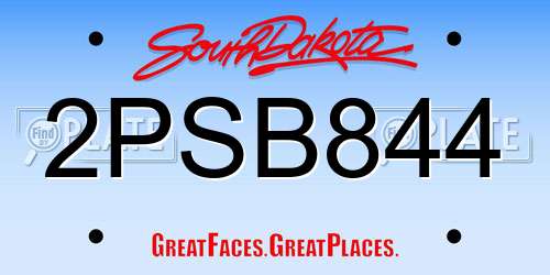 2PSB844 South Dakota License Plate