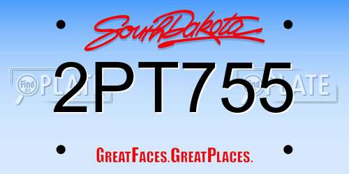 2PT755 South Dakota License Plate