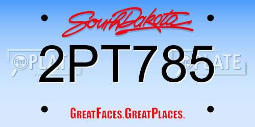 2PT785 South Dakota License Plate