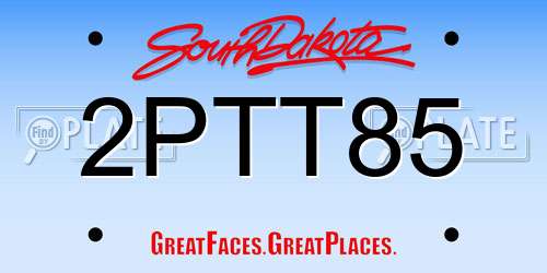 2PTT85 South Dakota License Plate
