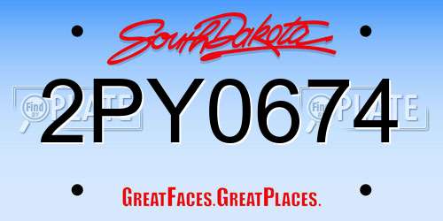2PY0674 South Dakota License Plate