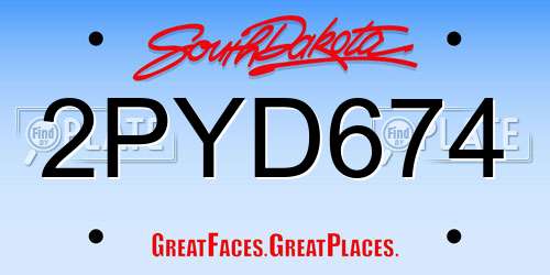 2PYD674 South Dakota License Plate