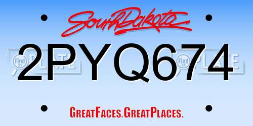2PYQ674 South Dakota License Plate