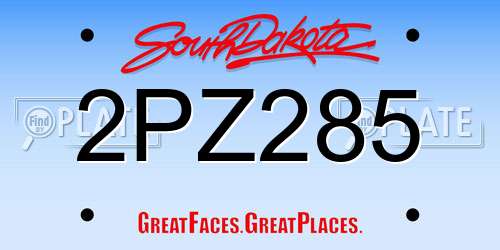 2PZ285 South Dakota License Plate