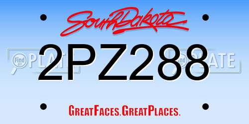 2PZ288 South Dakota License Plate