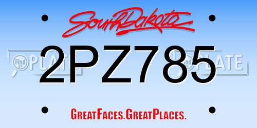 2PZ785 South Dakota License Plate