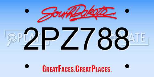 2PZ788 South Dakota License Plate