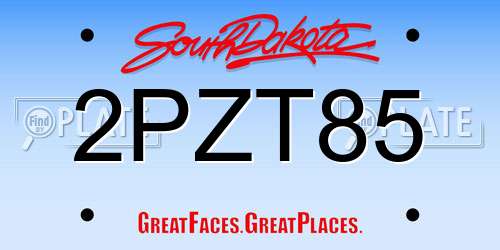 2PZT85 South Dakota License Plate