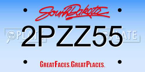 2PZZ55 South Dakota License Plate