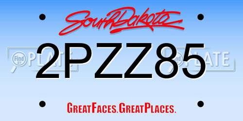 2PZZ85 South Dakota License Plate