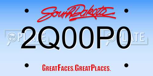 2Q00P0 South Dakota License Plate