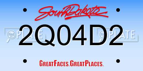 2Q04D2 South Dakota License Plate