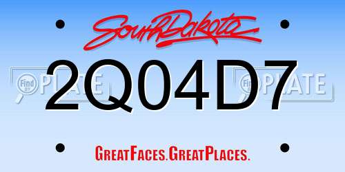 2Q04D7 South Dakota License Plate