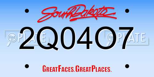 2Q04O7 South Dakota License Plate