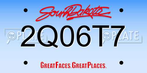 2Q06T7 South Dakota License Plate
