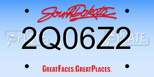 2Q06Z2 South Dakota License Plate