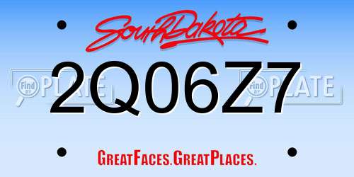 2Q06Z7 South Dakota License Plate