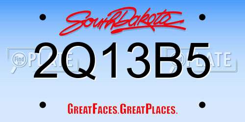 2Q13B5 South Dakota License Plate