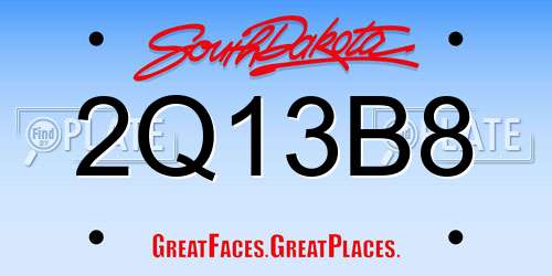 2Q13B8 South Dakota License Plate