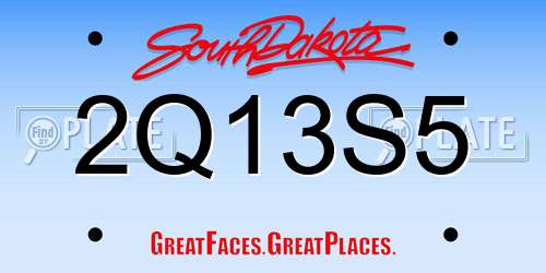 2Q13S5 South Dakota License Plate