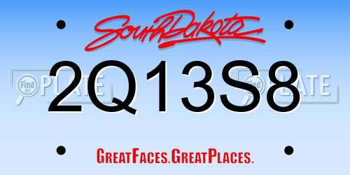 2Q13S8 South Dakota License Plate