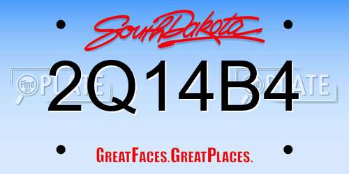 2Q14B4 South Dakota License Plate