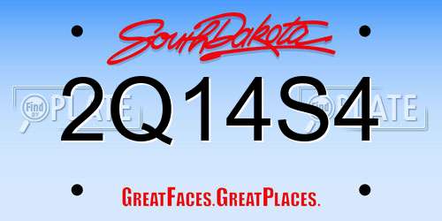2Q14S4 South Dakota License Plate