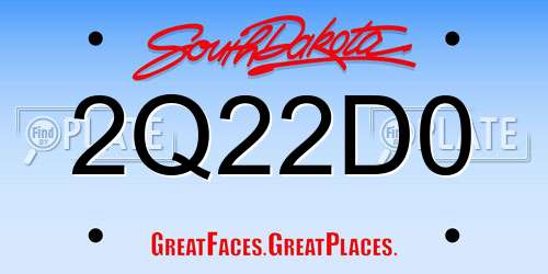 2Q22D0 South Dakota License Plate