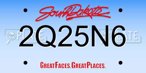 2Q25N6 South Dakota License Plate