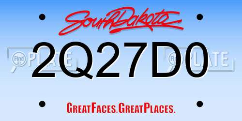 2Q27D0 South Dakota License Plate