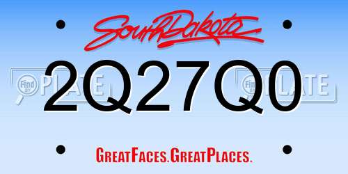 2Q27Q0 South Dakota License Plate