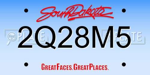 2Q28M5 South Dakota License Plate
