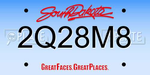 2Q28M8 South Dakota License Plate