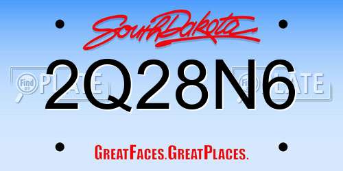 2Q28N6 South Dakota License Plate