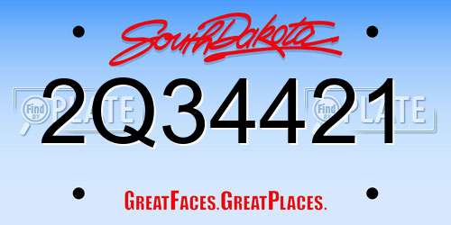 2Q34421 South Dakota License Plate