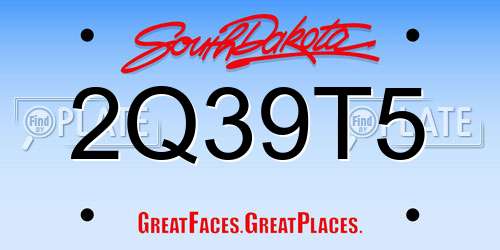 2Q39T5 South Dakota License Plate