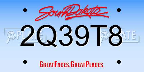 2Q39T8 South Dakota License Plate