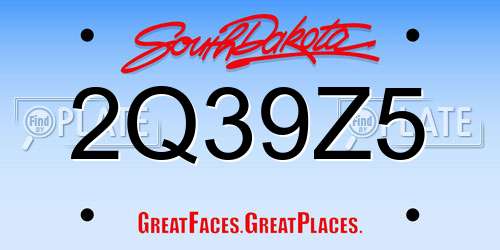 2Q39Z5 South Dakota License Plate