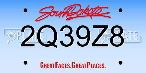 2Q39Z8 South Dakota License Plate