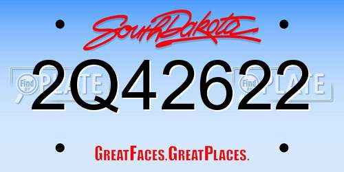 2Q42622 South Dakota License Plate