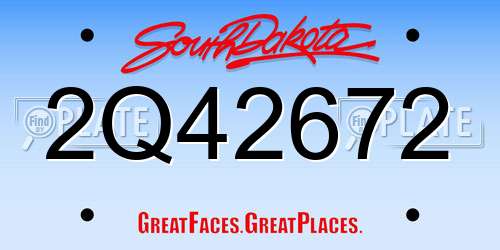 2Q42672 South Dakota License Plate