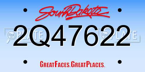 2Q47622 South Dakota License Plate