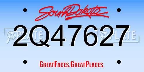 2Q47627 South Dakota License Plate