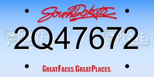 2Q47672 South Dakota License Plate