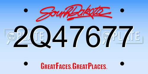 2Q47677 South Dakota License Plate